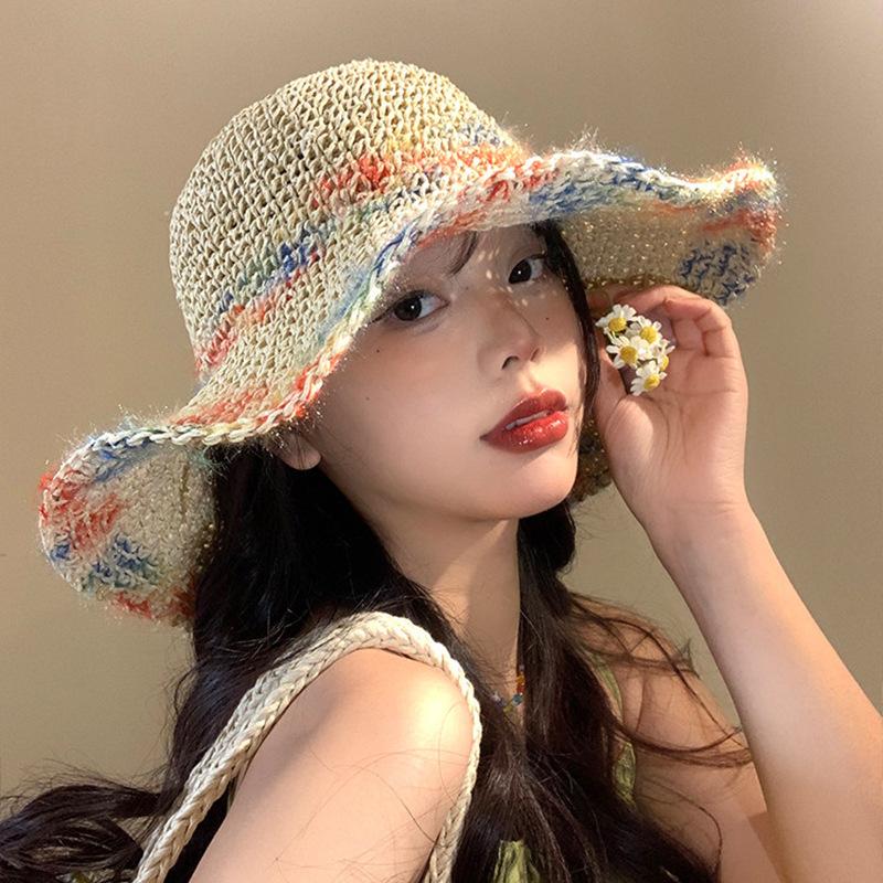 

Woven Straw Hat Sunshade for Seaside Beach Holidays – Breathable, Openwork Design with a Wide Brim to Flatter the Face One Size