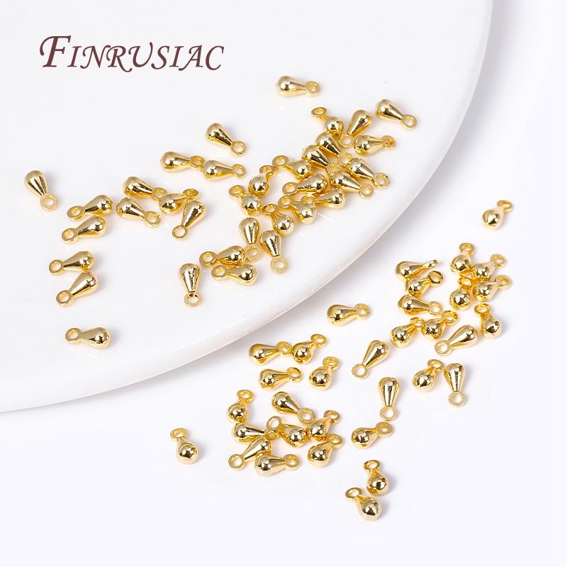 18K Gold Plated Brass Metal Water Drop Pendant End Beads For Tail Extender Chain DIY Jewelry Making Supplies Accessories