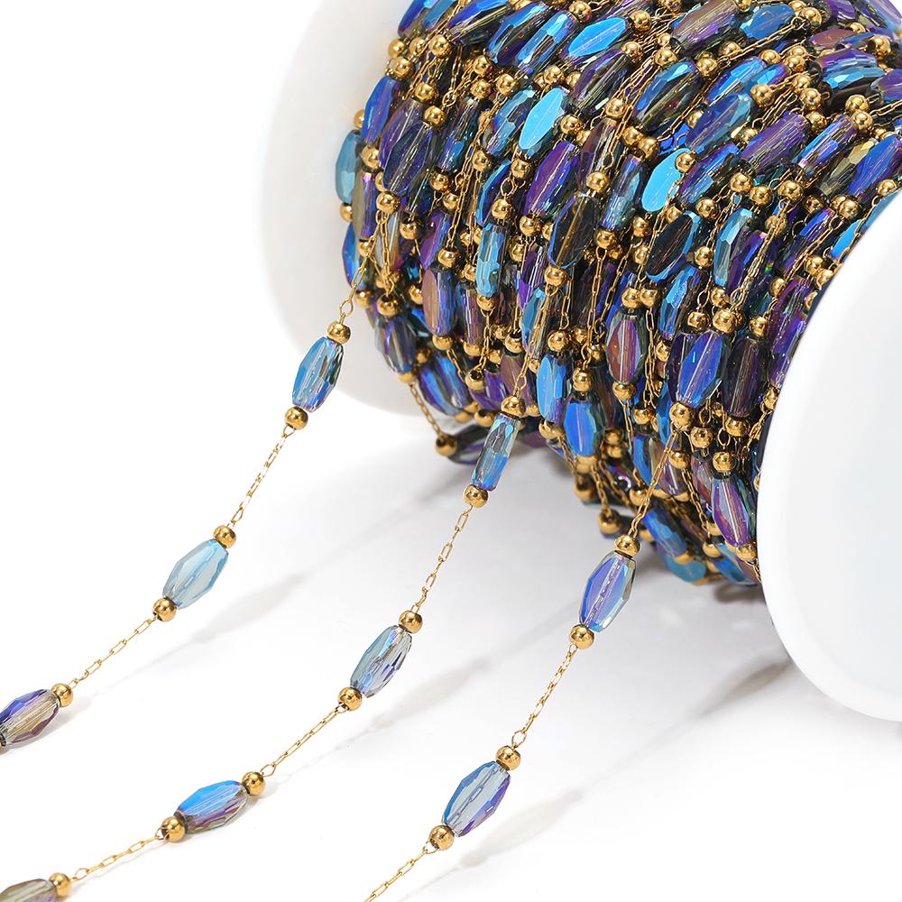 1 Meter Edelstahl Gold Perlen Kristall Rhombus Ketten für DIY Schmuck Halsketten Armbänder Zubehör Ohrringe Herstellung Zubehör
