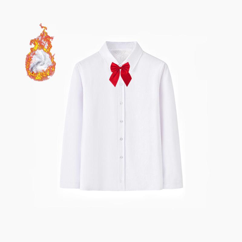 Kids' Fleece-Lined White Shirts and Thick Autumn/Winter Outfits