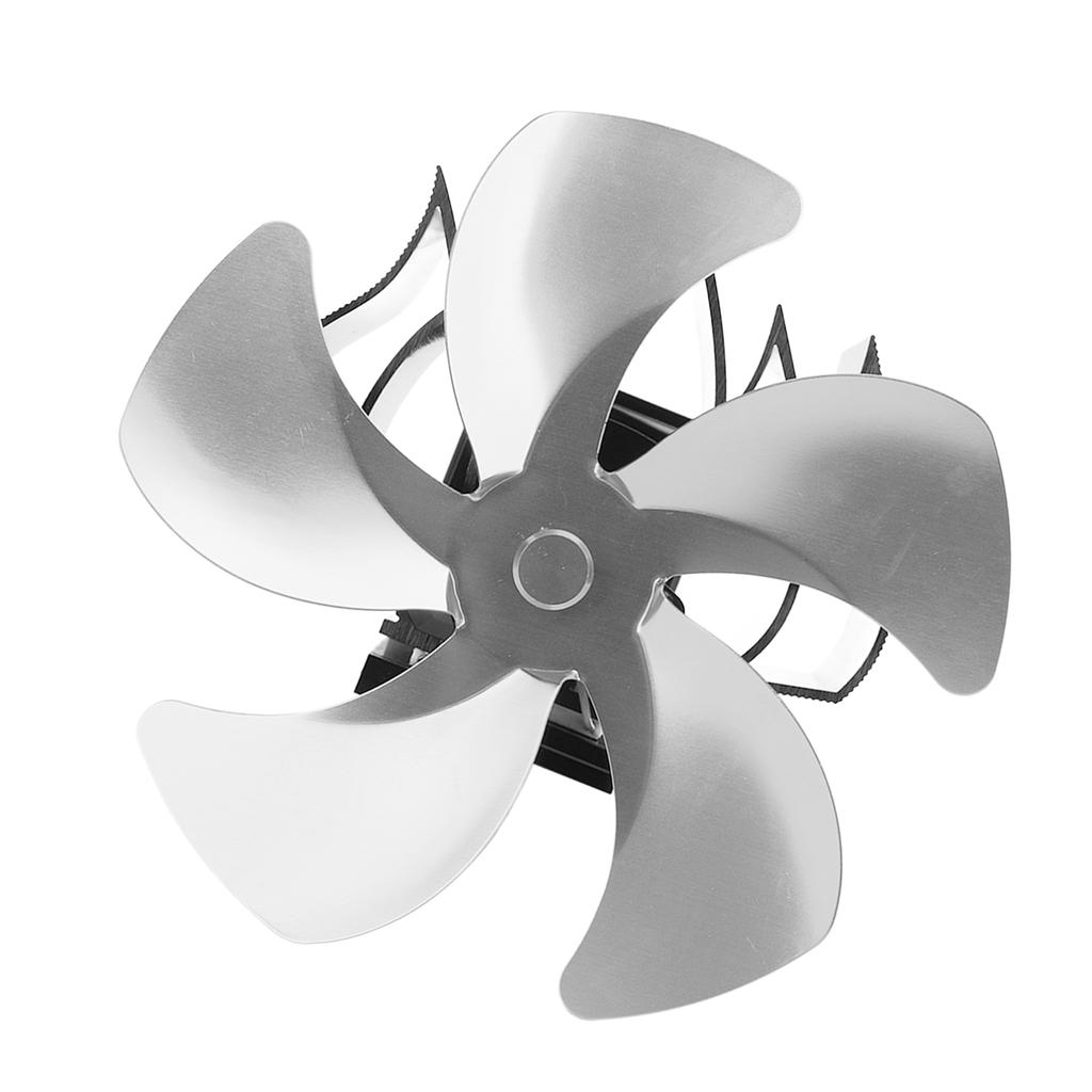 5-Blatt-Wärmebetriebener Herdventilator, geräuschloser, wandhängender, thermisch betriebener Kaminventilator aus Aluminiumlegierung