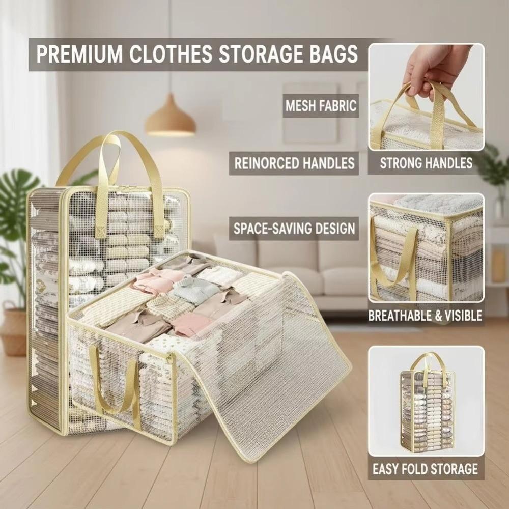 Transparent Clothes Storage Bag Foldable Design Organizer Storage Bag  For Home Use