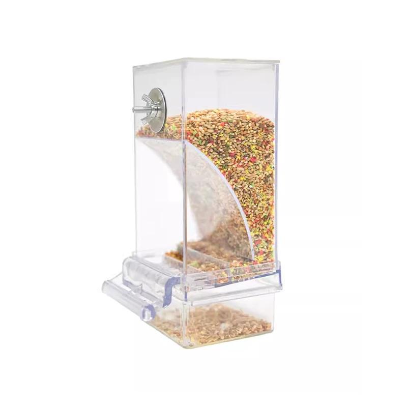 New Chongdatiao Parrot Automatic Acrylic Feeder Durable Eco-Friendly Splash Prevention Husk Separation Automatic Feeding Bird (Transparent,M) прозрачный