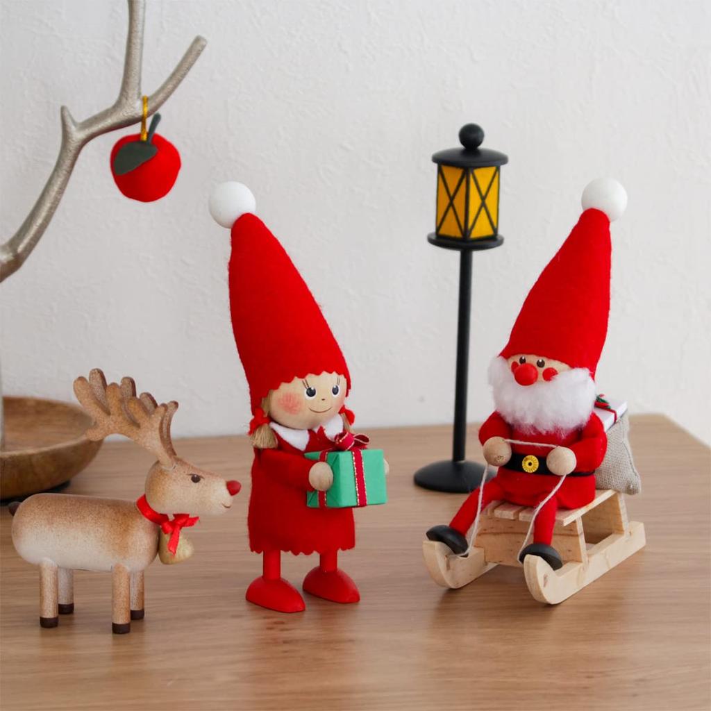 NORDIKA Nisse Christmas Wooden Girl with Green Doll, Present,