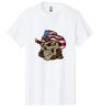 American Flag Hat Horror Skull Gym Workout Patriotic Men T-Shirt Gift Tee S-3XL