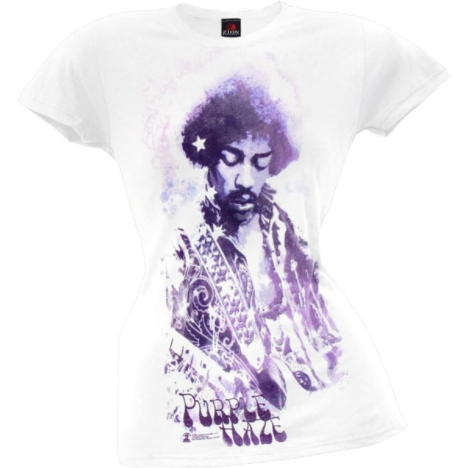 Jimi Hendrix - Purple Haze White Juniors T-Shirt S