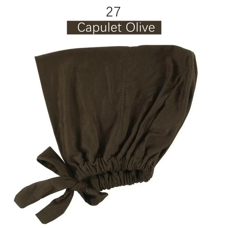 Solid Color Elastic Tie-Back Modal Undercap Hijab Scarf Adjustable Kufi Cap