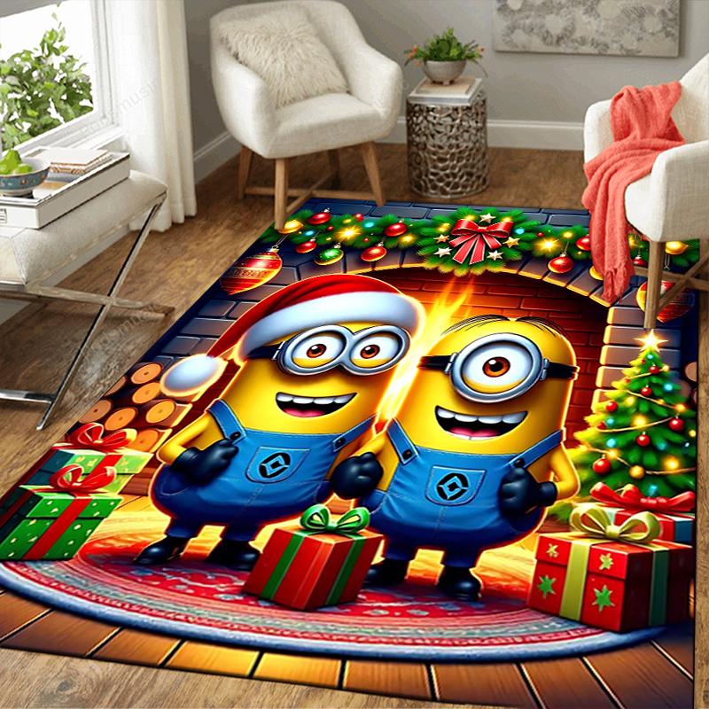 1Pc Christmas Minions Celebration Rug Office Carpet Indoor Outdoor Doormat Nonslip Soft And Comfortable Living Room Christmas Halloween Gift D91851