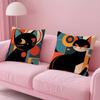 Simple Fashion B-Bauhaus Cat Art Pillow Case Anti-Dustmite Pillowcase Invisible Zipper Silky Short Plush Sofa Cushion Cover