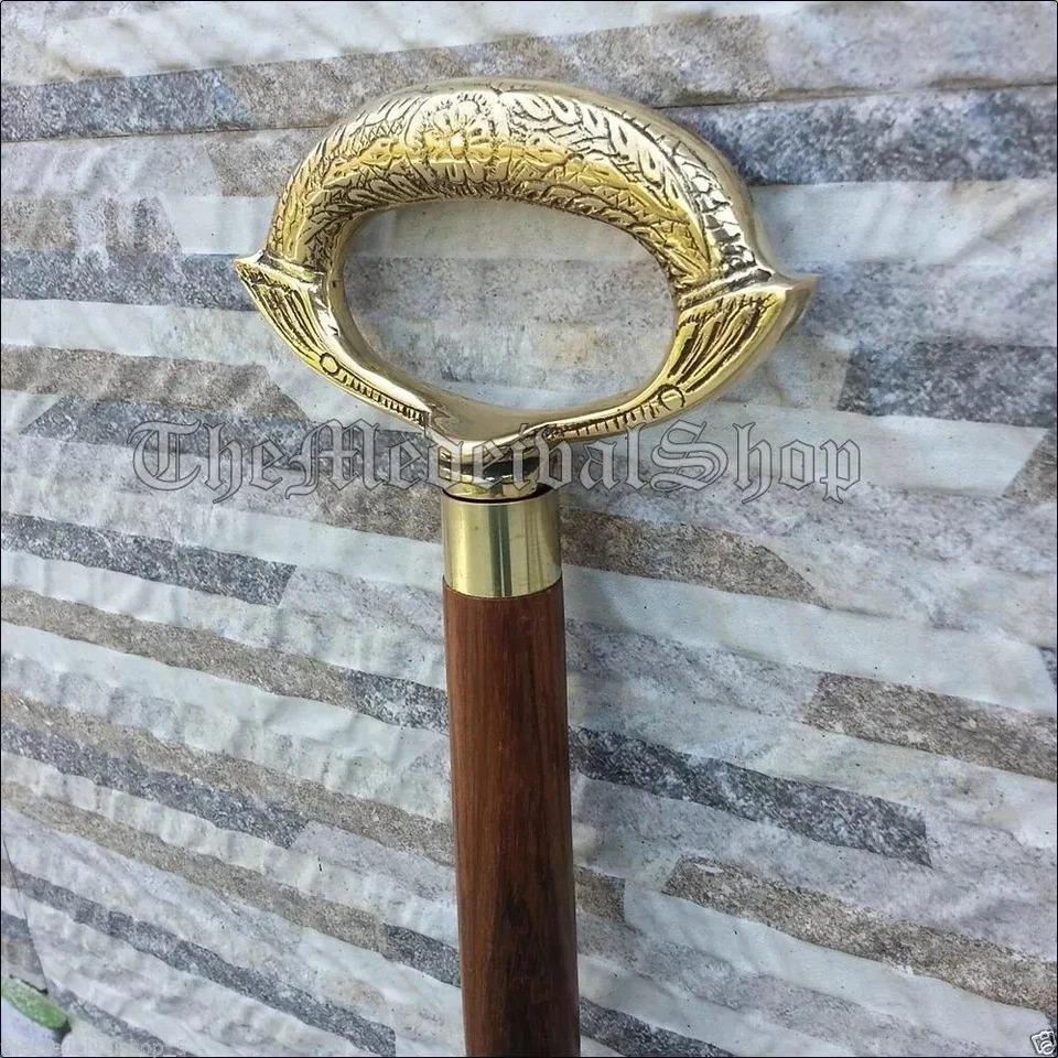 

Antique Style Victorian Brass Handle Cane Wooden Walking Stick Vintage Gift Men золотой