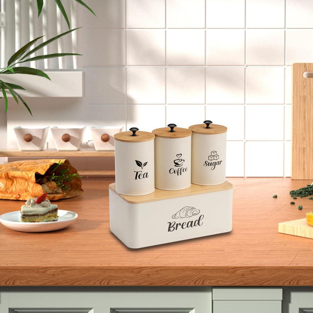 Küchenbehälter Set, Mehrzweck-Arbeitsplatten-Brotkasten, Lebensmittelaufbewahrungsbehälter Kaffee Tee Zucker Aufbewahrung für Bäckerei, Café, Zuhause