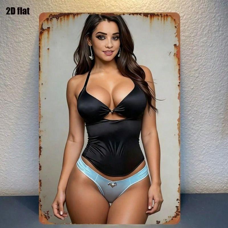 

Vintage Metal Poster Swimsuit Woman Motivational Print Wall Art Home Kitchen Decor