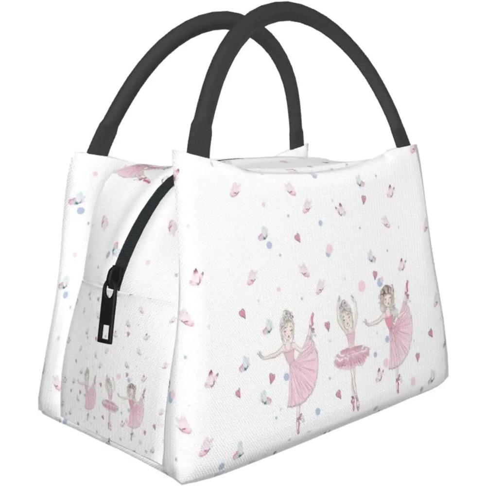 Pink Ballet Dance Lunch Box Picnic Bags Dance Tote Insulated Portable Cute Container Meal Bag Dance Lunch Box for Picnic Shcool