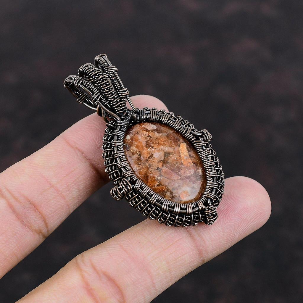 Pandantiv Piatră Soarelui Pandantiv Înfășurat în Sârmă de Cupru Bijuterii cu Piatră Prețioasă Piatră Soarelui Pandantiv Elegant Bijuterii din Sârmă de Cupru Cadou Pentru Soră Pandantiv Făcut Manual