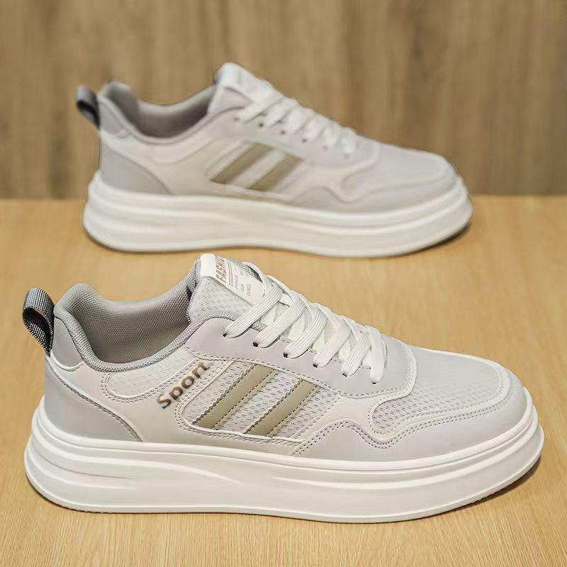 Men‘s Shoes Thick-Soled Mesh Breathable Youth Casual Board Shoes Summer Student Sports White Shoes Men.