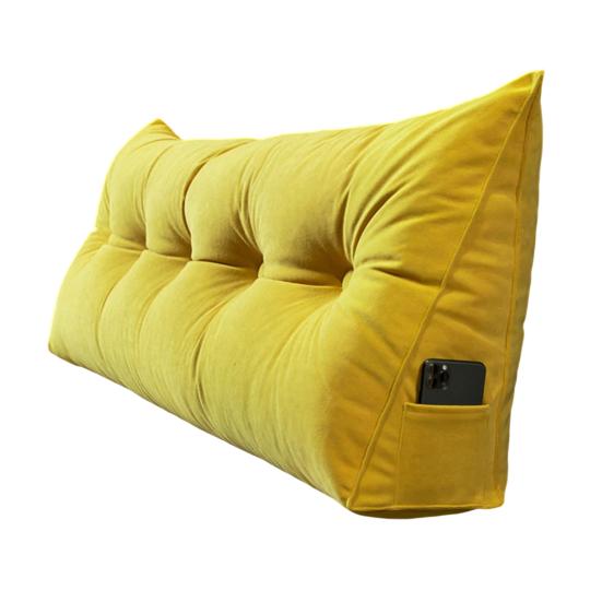 Headboard Triangular Pillow Headboard Wedge Cushion with Removable Cover Daybed Bolster Pillow with Side Pocket for Bed Reading Working