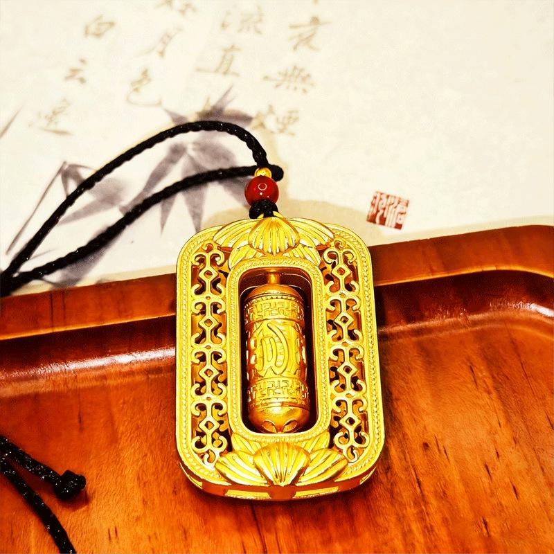 Retro čínský šestislabičný mantra modlitební mlýnek přívěsek - Stylový rotující dutý design pro muže a ženy