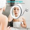 Flexible Gooseneck Makeup Mirror With LED Light 10X Magnifying Mirror Suction Cup Bright Diffused Light And 360 Degree Swivel