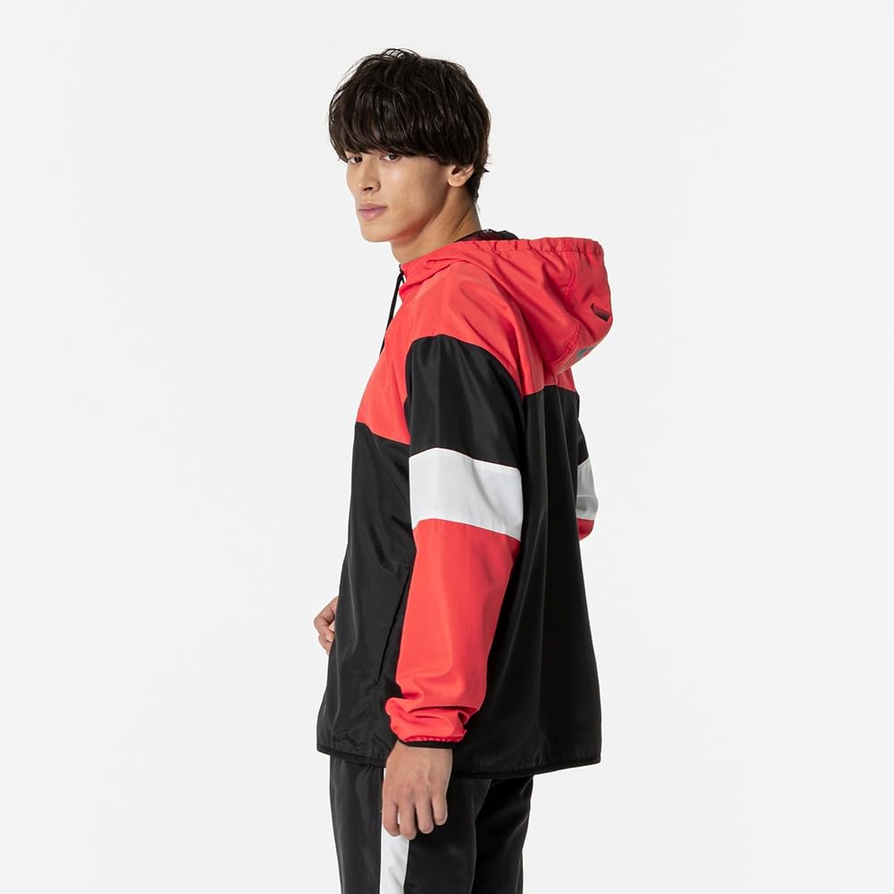 Mizuno Windbreaker Radiant N-XT Jacket, Water-Repellent Jersey, Unisex, 32JEB220, Red/Black