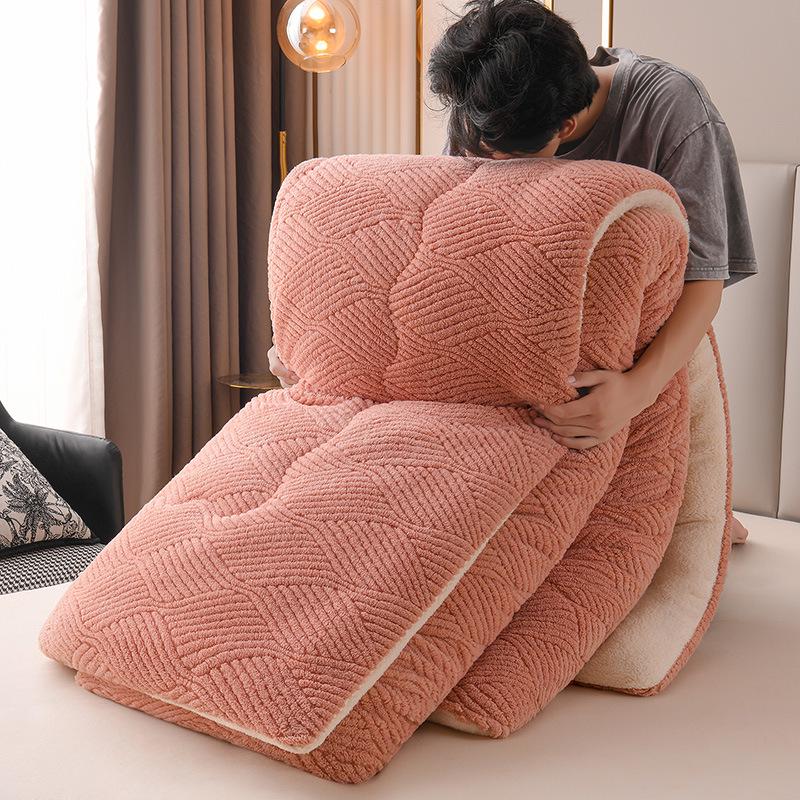 2025 Nouă Plapumă Groasă Dublă din Lână - Lenjerie de Pat Caldă din Catifea Lapte pentru Toamnă/Iarnă