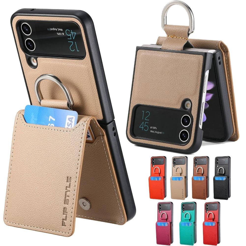 Samsung Galaxy Z Flip 7 FE 6 5 4 Flip4 5G Zflip4 Stand Cover Vertical Cards Solt Magnetic Wallet Ring Holder Leather Case