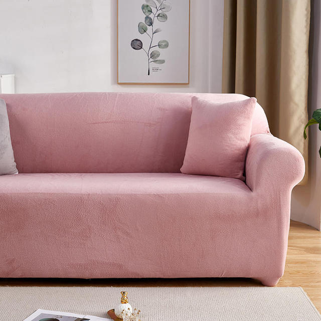 Ensfarget fløyelssofatrekk Sofa Sliptrekk Mykt stoff Stretch Sofa Sliptrekk L Form Hjørne Funda Sofa Elastisk sofatrekk
