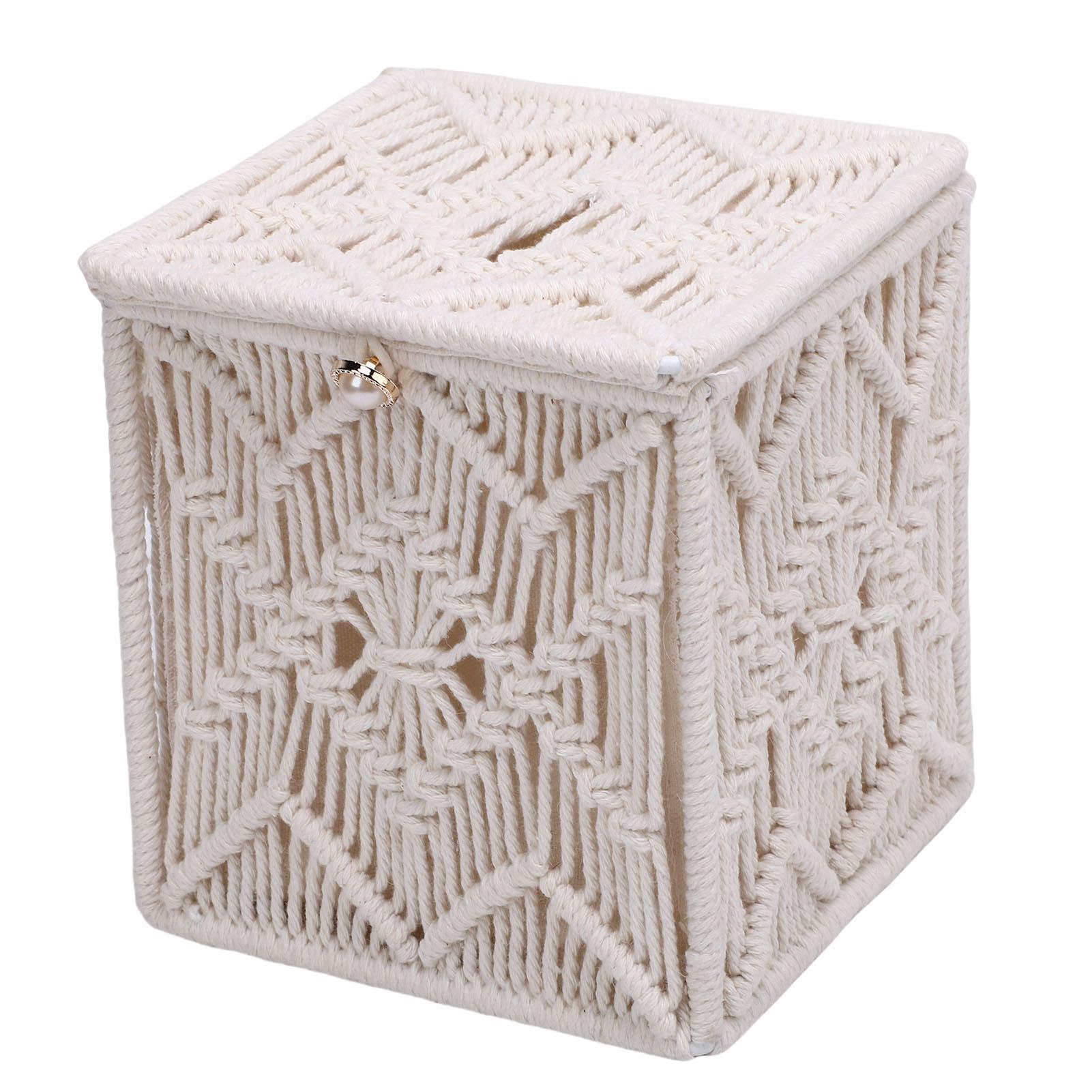 

Чехол для коробки с салфетками Бохо Декор Квадратный держатель для салфеток Плетеный Макраме Органайзер для салфеток/бумажных платков Домашний декор для спальни