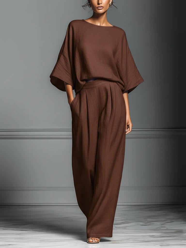 Spring and summer European and American foreign trade new women's clothing fashionable and elegant horn sleeve linen suit