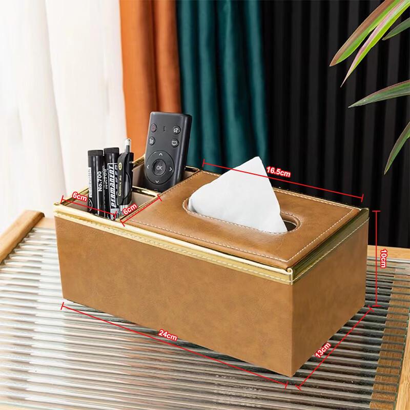 Orange Leather Tissue Box