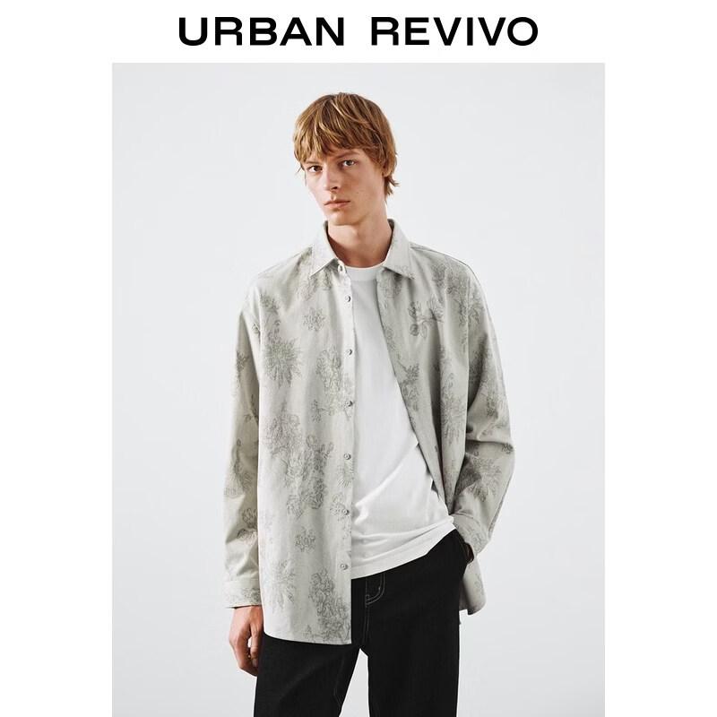 UR Men s Floral Print Lapel Shirt L