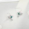 Fashion Flying Hummingbird Earrings with Green Crystal Silver Earrings Zircon Bird Earrings Jewelry Gift for Girls Women