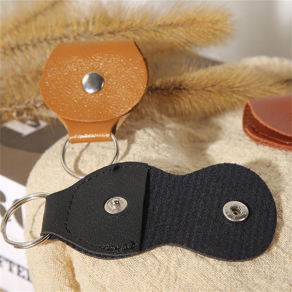 PU Leather Guitar Pick Holder Keychain Clip Durable Portable Pick Storage Case with Metal Key Ring for Easy Access and Secure Carry