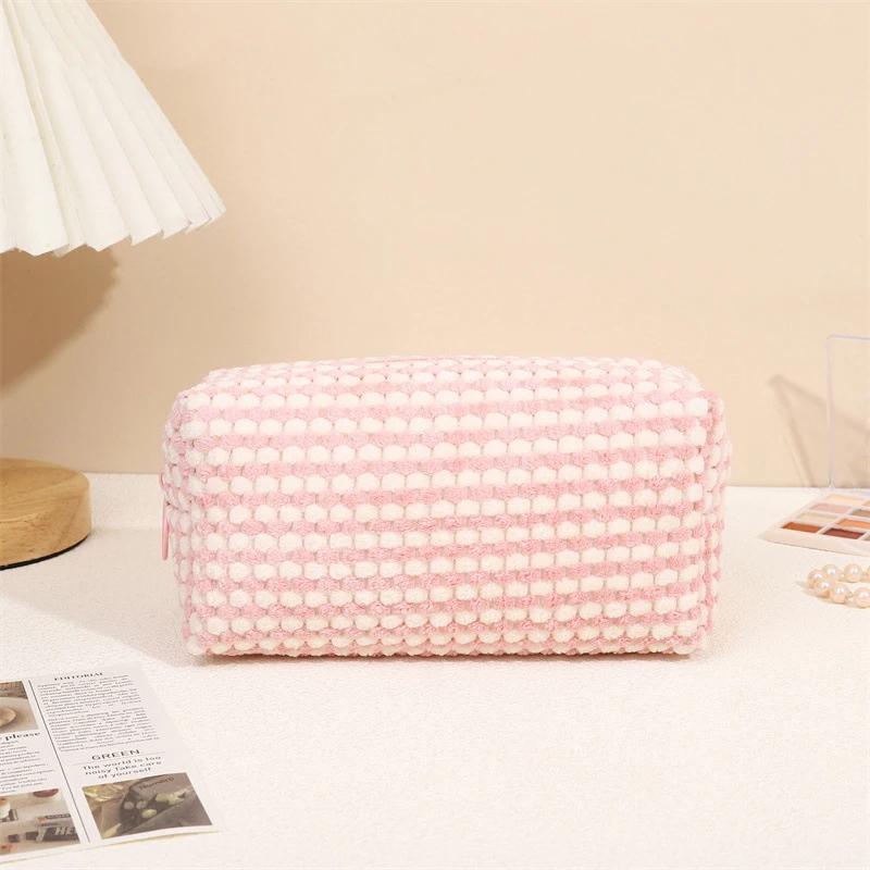 

Простая мягкая плюшевая косметичка для женщин, портативная сумка для хранения принадлежностей для мытья, дорожные косметические сумки