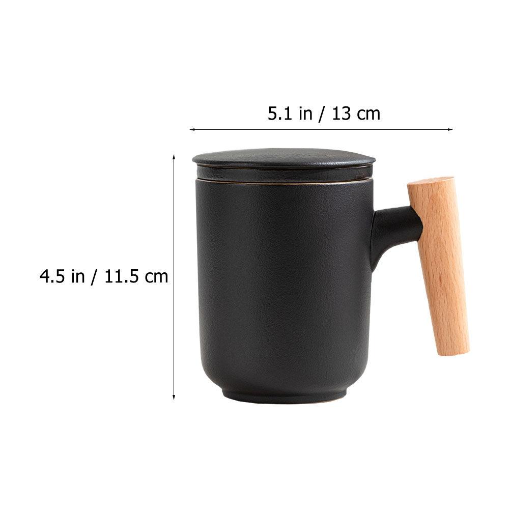 1Set Tea Separation Cup Wooden Handle Delicate Practical Office Travel Workout Gift Tea Water Bottle Ceramic Cup