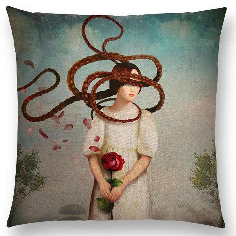 New Elegant Lady Lovely Girl Shakespeare Fantasy Painting Moon Night Swan Dream Trees Cushion Cover Sofa Throw Pillow Case