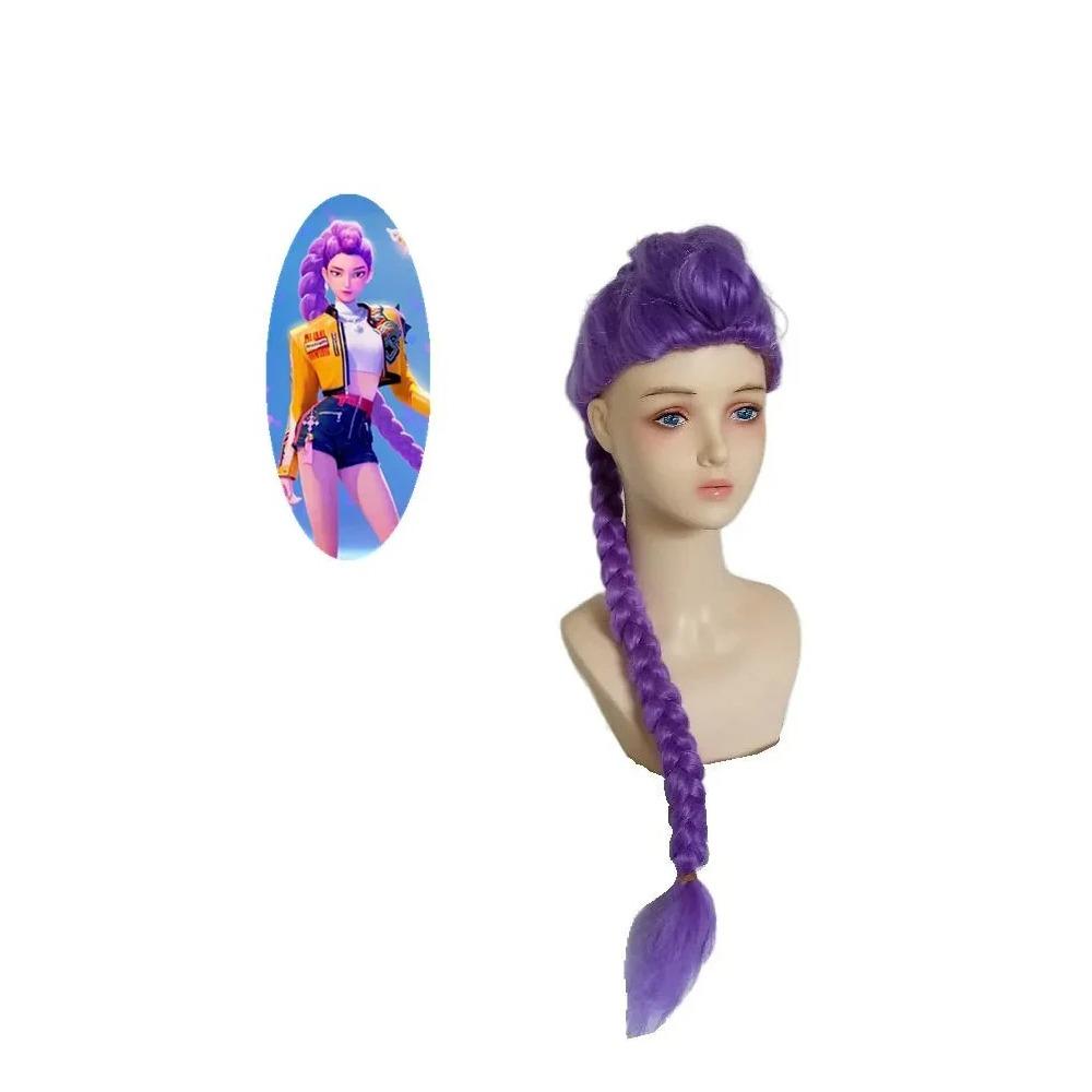 חדש סרט Kpop ילדים בנות קוספליי פאה ציידי שדים שיער ארוך סגול שחור אדום אביזרי קוספליי להאלווין