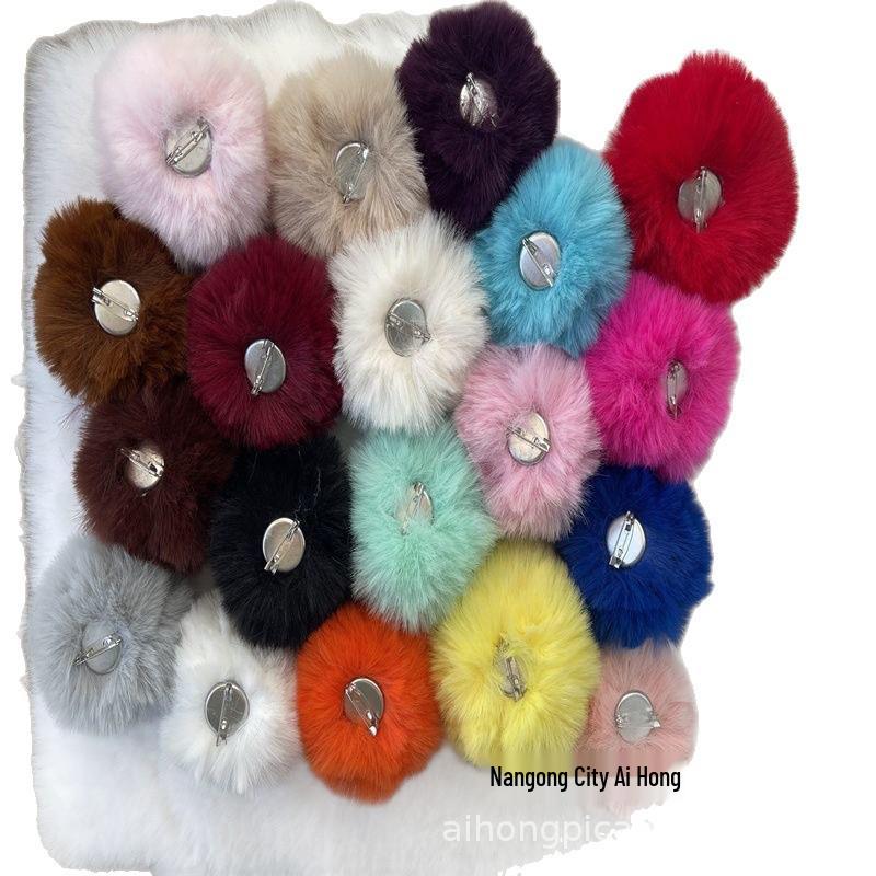 4-10cm Brooch Pom-pom Faux Rabbit Fur Tail Ball, Plush DIY Clothing Accessory.