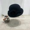Little Rose~ Flower Mesh Woolen Bucket Hat Elegant Celebrity Wind Curled Top Hat Ladies Autumn And Winter Warmth