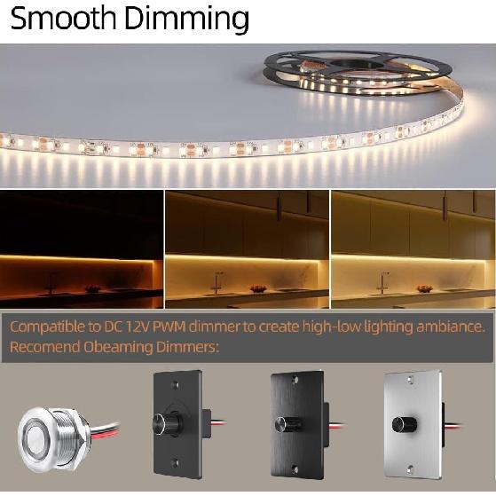 RV Flexible LED Strip Light 12V Dimmable Tape Light 16.4 Ft 600 LEDs 2000 Lumen Width 5/16” For Camper Van Motorhome Truck Trailer Interior