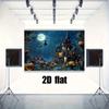 2D plane 1 2D plane banner Halloween background cloth - Design includes a terrifying haunted house.PMJ