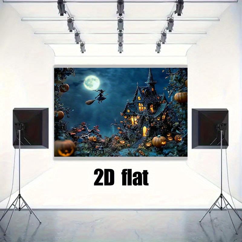 2D plane 1 2D plane banner Halloween background cloth - Design includes a terrifying haunted house.PMJ