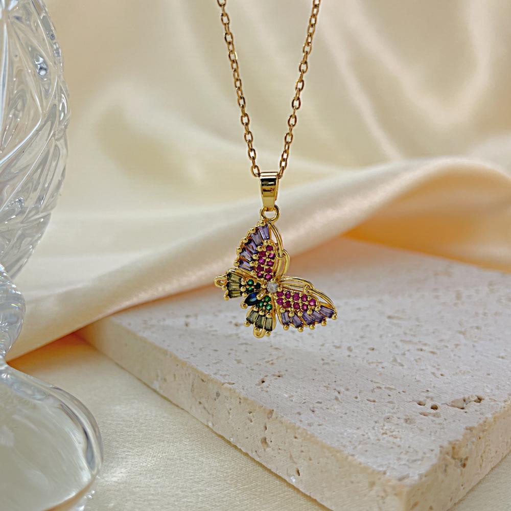 OPK Multicolor Butterfly Clavicle Chain Fashion Stainless Steel Necklace Girl