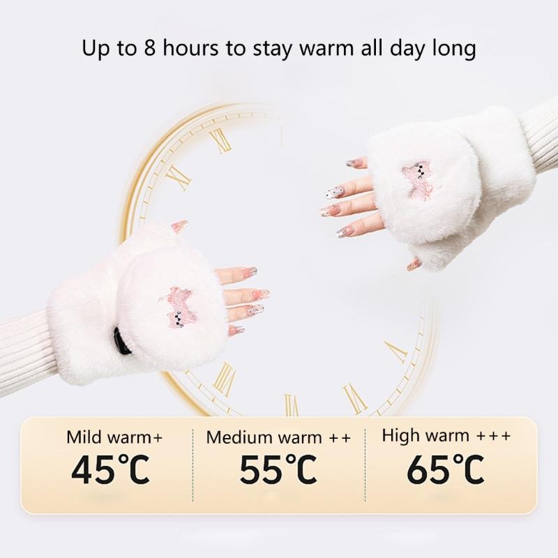 1pair Women Heated Gloves Rechargeable Hand Mittens Outdoor Activity Gloves for Outdoor Climbing