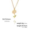 12 Birth Months Flower Necklace Stainless Steel White Green Enamel Daisy Rose Cosmos Pendant Neck Chains Birthday Gift