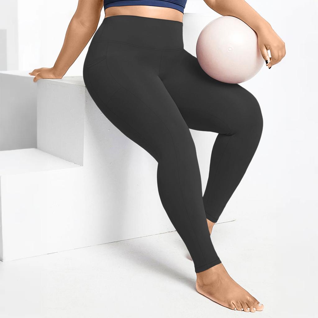 Women Workout Out Pocket Leggings Fitness Plus-size Sports Running Yoga Trousers