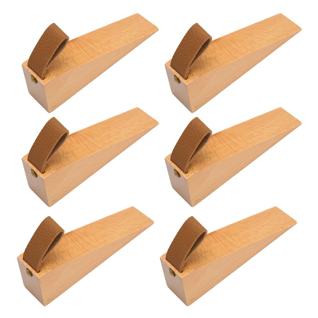 6pcs Door Stopper Wedge Polished Glossy Compact Wooden Firefighter Door Stopper for Home Apartment
