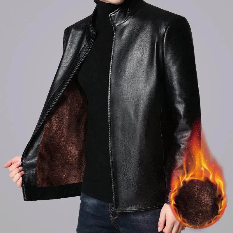 

Мужская кожаная куртка, зимняя бархатная теплая куртка, повседневная свободная хлопковая куртка, ветрозащитная и водонепроницаемая парка L чёрный