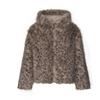 Winter Faux Fur Puffer Jacket With Leopard Print Fleece Lining Loose Fit Teens