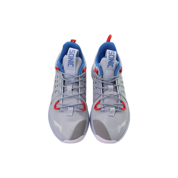 Li Ning Sonic 7 Low Slip Resistant Durable Low Top Basketball Shoes Men sneakers Blue White ABAP033-3
