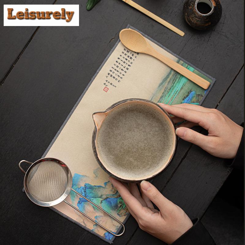 Vintage Japanese Power Yin Matcha Set Bamboo Whisk Teaspoon Ceramic Bowl Tranditional Tea Sets Home Tea-making Tools Accessories